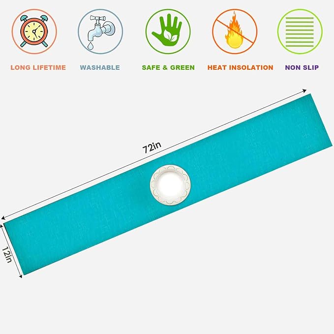 GIVERARE Table Runner, 12x72 in Heat-Resistant Woven Vinyl Long Tabletop - Image 3