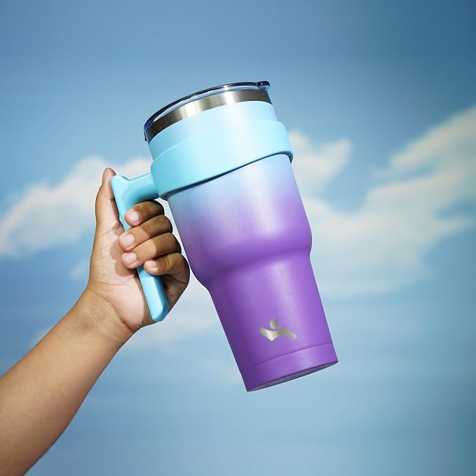 Konokyo 40 oz Tumbler with Handle and Straw, Insulated Travel Mug | Ocean - Image 5