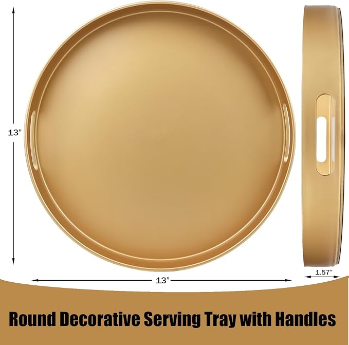 Gold Round Decorative Tray - Image 2