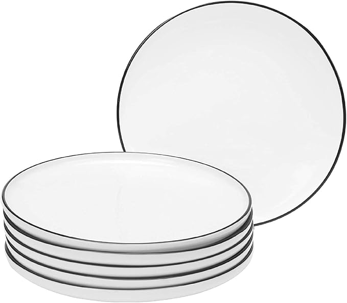 8 Inch Porcelain Lunch Plates, Classic Round Serving Plate by BonNoces