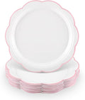30 Pcs Pink and White Paper Plates, 7 Inch White Plates by NatNarr