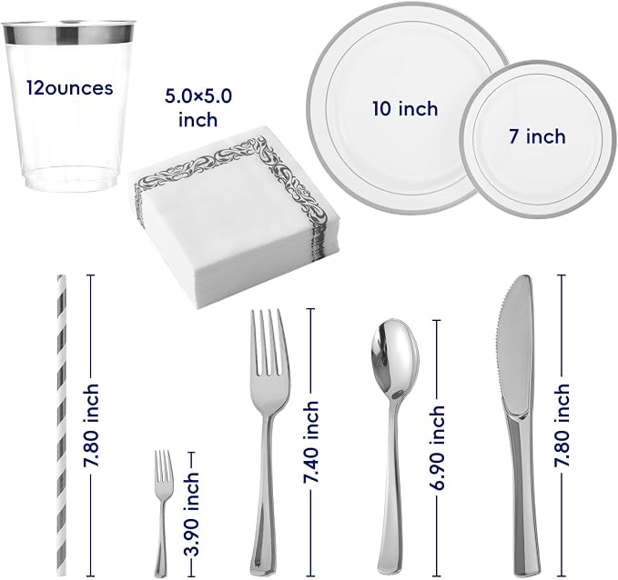 25 Guests Plastic Plates Set - Image 3