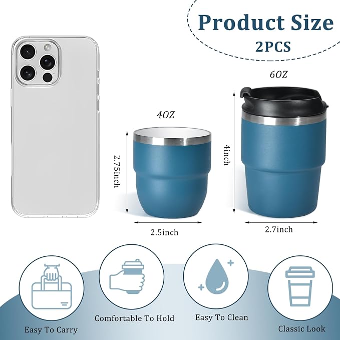 CHLJAR Espresso Cups, 4oz Insulated Espresso Cup Set of 2, Espresso Shot Cups - Image 2