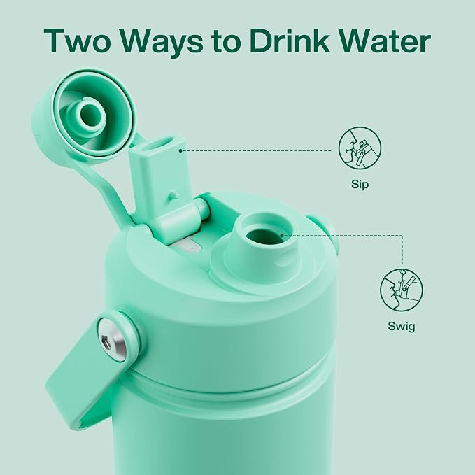 Kids Insulated Water Bottle - 12oz Stainless Steel Water Bottle with Dual Spouts - Image 3