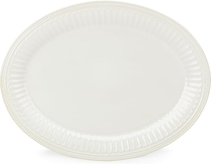 Lenox French Perle Groove White Stoneware Serving Platter | dishwasher safe by Lenox