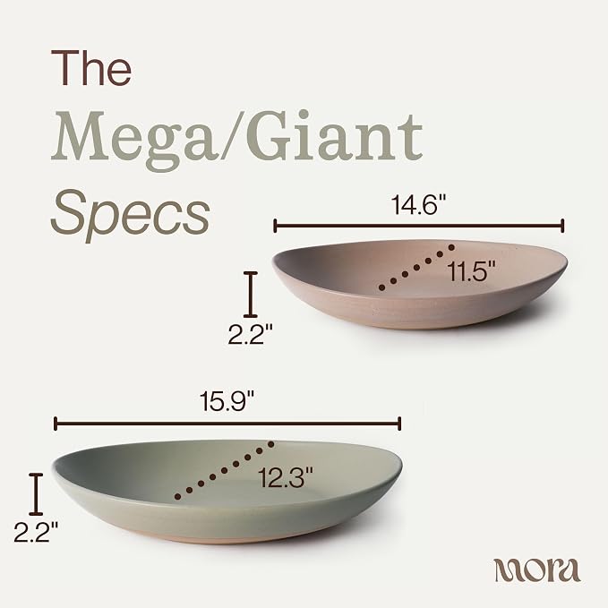 MORA Mega and Giant Serving Dishes Set of 2, 16 inch and 14 inch Ceramic - Image 2