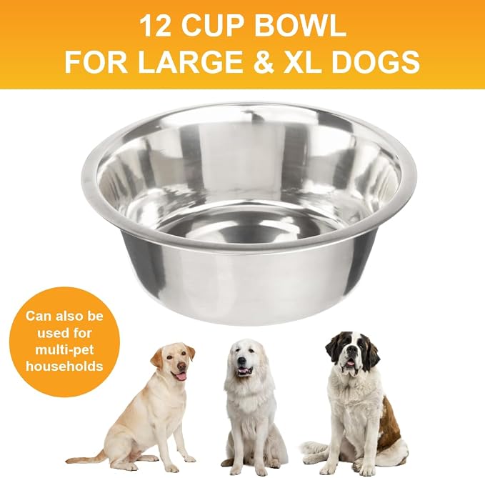 Neater Pet Brands 12 Cup Stainless Steel Dog Bowls, Large Dog Water Bowl or - Image 2