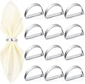APTWOW Silver Napkin Rings Set of 12, Semicircle Metal Silver Napkin Holder by APTWOW