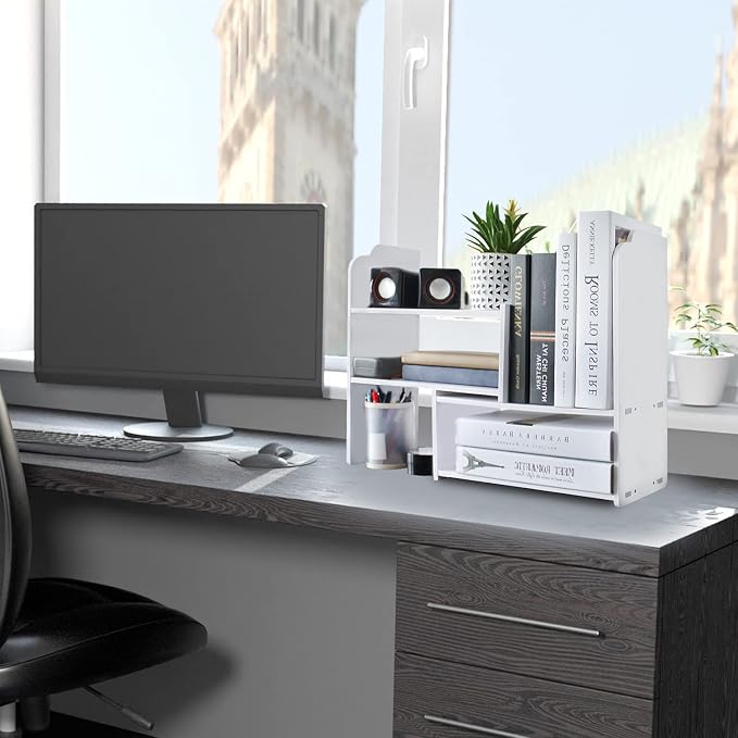 YGYQZ Adjustable Desktop Shelf Organizer, 3-Tier Expandable Desk Shelf - Image 5