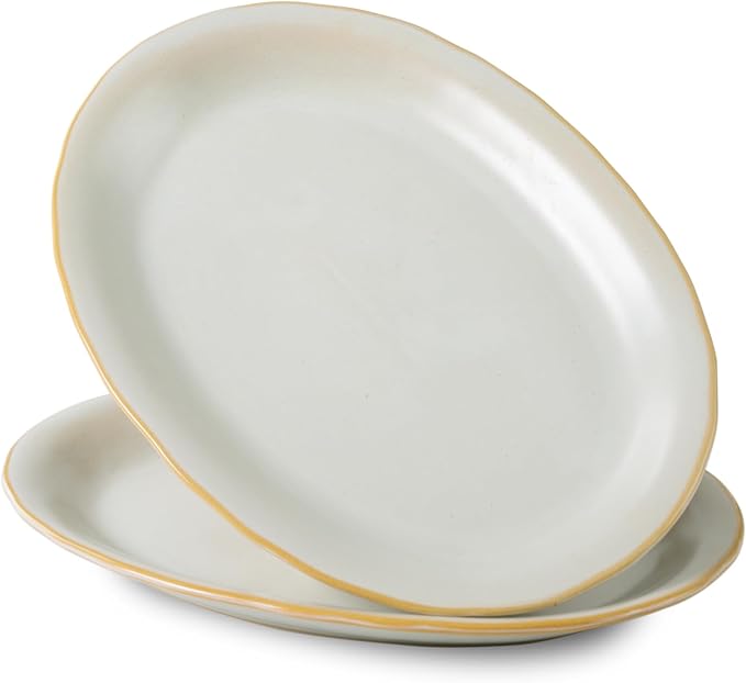 Ceramic Plates, 13.7" Serving Platter, Oval Dinner Plates, Serving Dish Set by Magclay