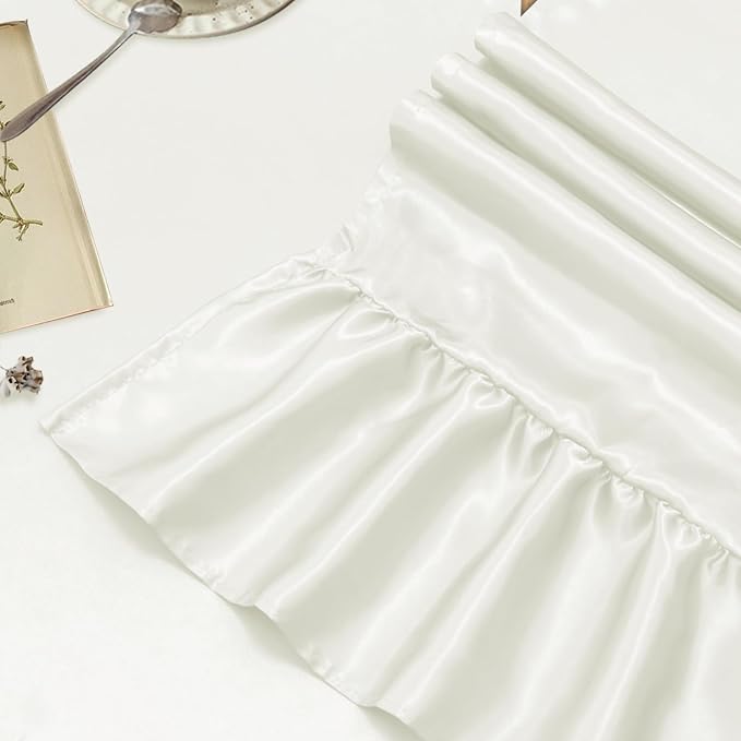 2 Pack White Satin Table Runner 12 x 72 Inch | Ruffle Design, Luxurious Dining - Image 4