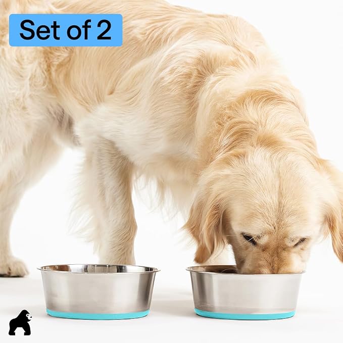 GORILLA GRIP Dog Bowls, Food Grade 304 Stainless Steel Holds 4 Cups Each Food - Image 8