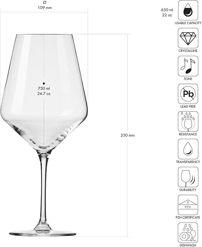 Krosno Crystal Red Wine Glasses | Set of 4 | 24.7 oz | Avant-garde Collection | - Image 3