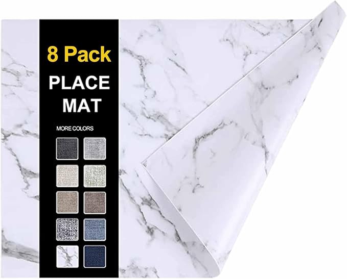 Faux Leather Heat Resistant Placemats 6 Packs, Waterproof Wipeable Dining PU by homing