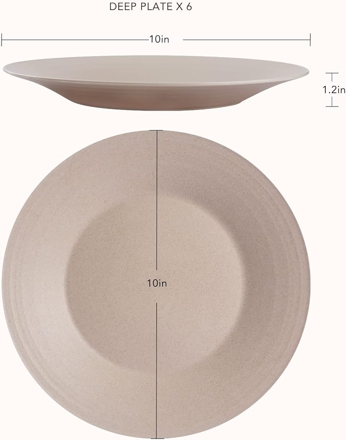 10inch/6pcs Dishwasher & Microwave Safe Wheat Straw Plates - Image 2