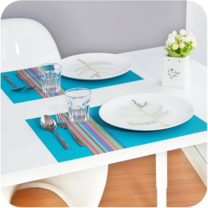 SHACOS Colorful Placemats Set of 8 Woven Vinyl Place Mats - Image 5