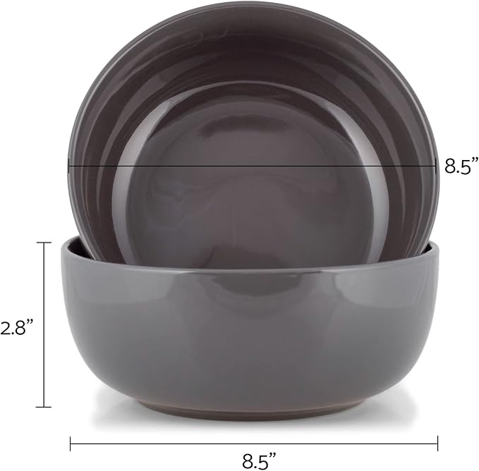 Elanze Designs Bistro Glossy Ceramic 8.5 inch Large Serving Bowls Set of 2 - Image 3