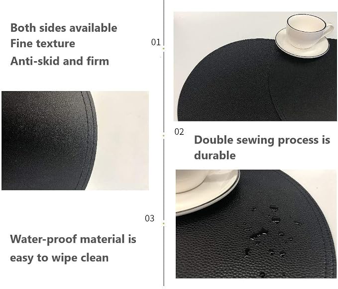 Faux Leather Round Placemats and Coasters, Disko Table Mats and Drink Spills - Image 2