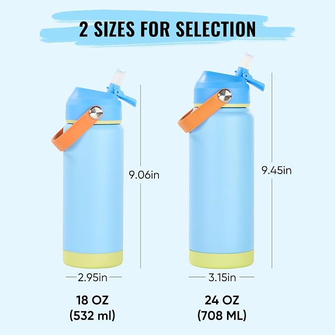Fijinhom 24oz Insulated Stainless Steel Water Bottle, Wide Mouth Double Wall - Image 2