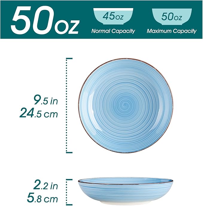 vancasso Bonita Pasta Bowls Set of 6, 50oz Large Salad Bowls - Image 2