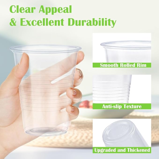 Lamosi 300 Pack 12 oz Clear Plastic Cups, Disposable Cold Drinking Cups | - Image 3