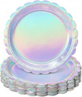 NatNarr 30 Pack Iridescent Plates, Unicorn Birthday, Oil- and Water-Resistant by NatNarr