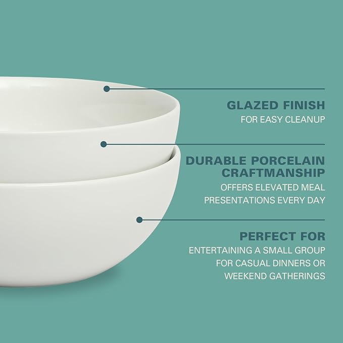 Gibson Home Extra Large Serving Bowls Set of 2-100 oz 10-Inch White Porcelain - Image 3