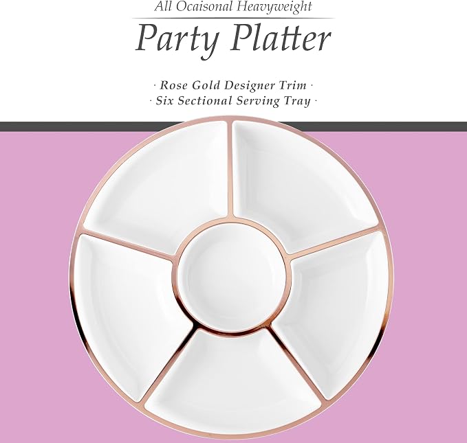 Plasticpro 6 Sectional Round Plastic Serving Tray/Platter - Image 5