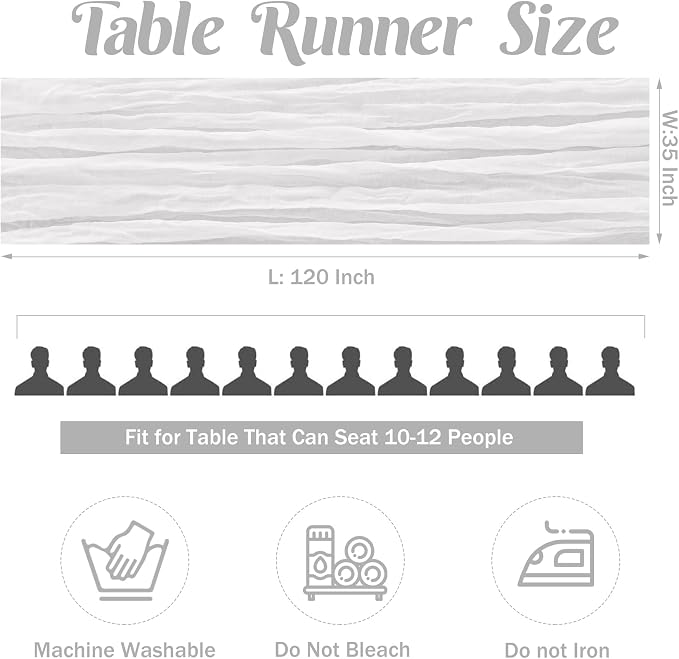 White 10FT Cheesecloth Table Runner Boho Gauze Fabric Table Runner Rustic Sheer - Image 4
