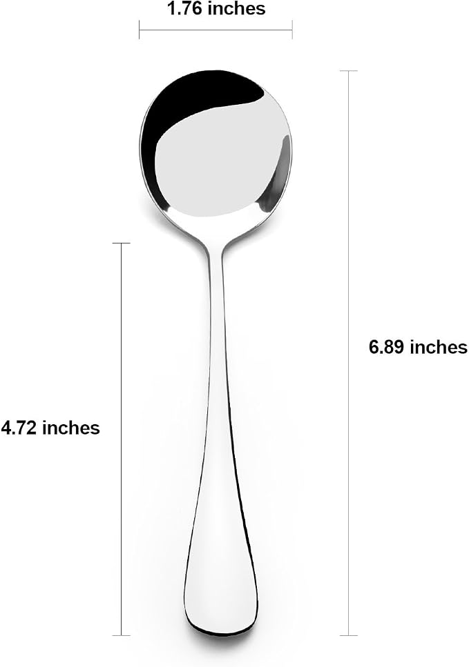 6 Piece Soup Spoons, High Grade Stainless Steel Soup Spoons, Dishwasher Safe - Image 3