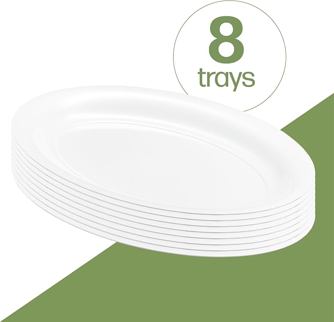 White Plastic Oval Serving Trays - Image 4