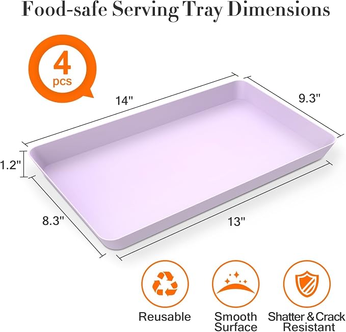 WOWBOX 4 pcs Serving Tray for Entertaining, Serving Platters for Snacks - Image 2