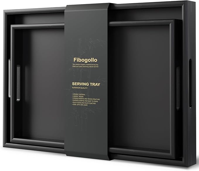 Fibogollo Bamboo Set of 2 Serving Tray by Fibogollo