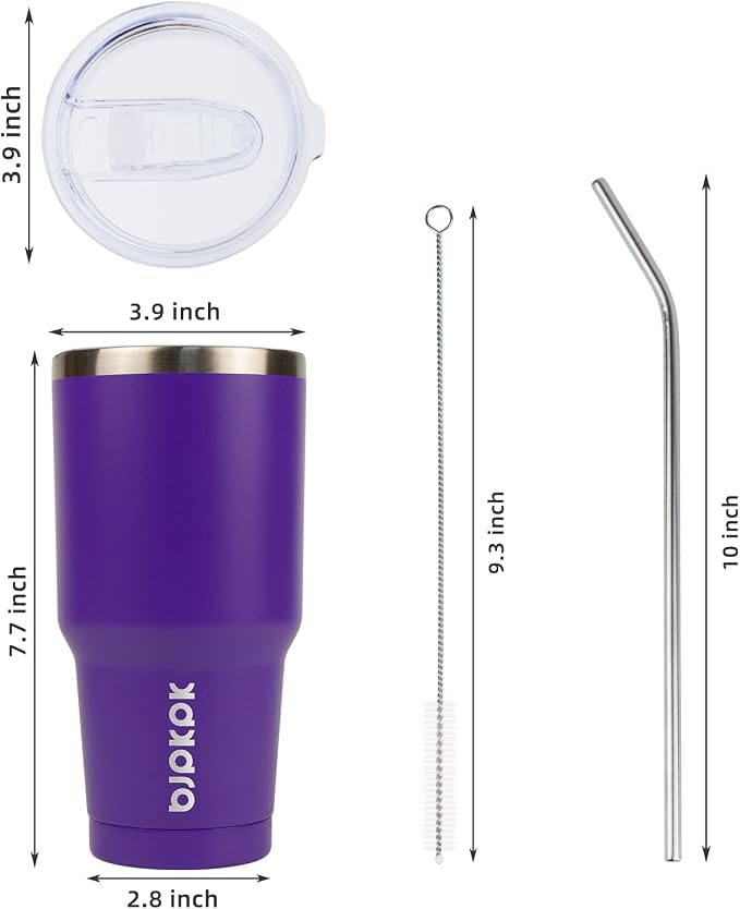 BJPKPK 30 oz Tumbler with Lid and Straw, Insulated Stainless Steel Cup | Double - Image 3