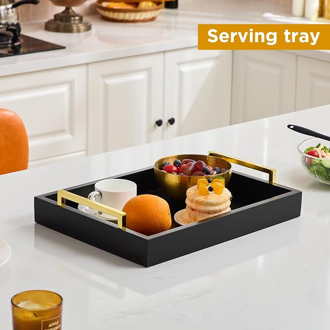 16"x12" Serving Trays with Handles, Ottoman Trays for, Living Room, and - Image 2
