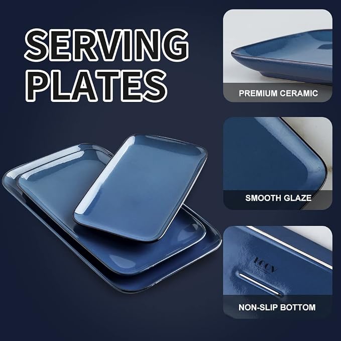 KOOV Rectangular Serving Tray, 14/12/10 Inch Large Serving Platter, Crockery - Image 4