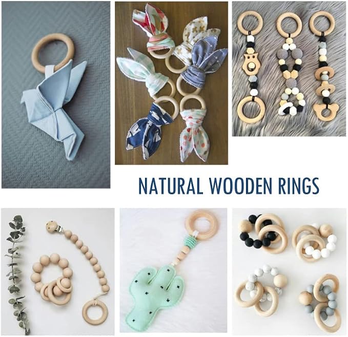 10PCS Natural Wooden Rings for Crafts, Unfinished Wooden Rings for Macrame - Image 6