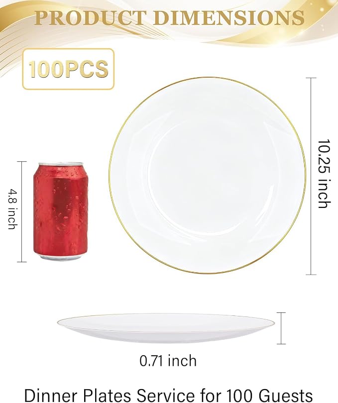 Nervure 100PCS Gold Plastic Plates - Image 3