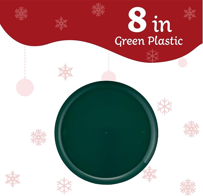 PLASTICPRO [30 Pack 8.6'' Christmass Green Plastic Party Plates Edge Collection - Image 6