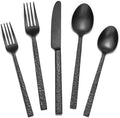 60 Pcs Black Hammered Silverware Set by KINGSTONE