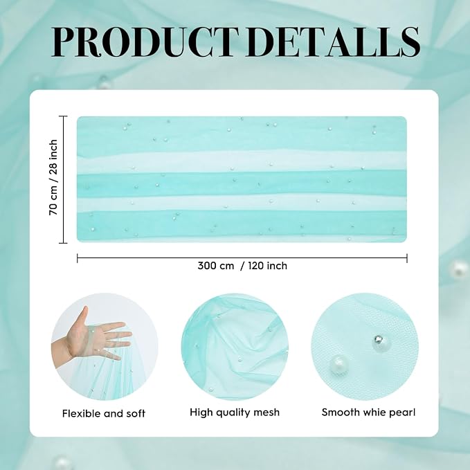 Artoid Mode 6PCS Pearl Turquoise Gauze Table Runner 120 Inch 10FT, Seasonal - Image 7