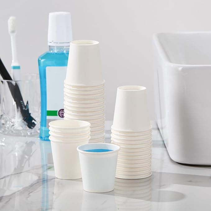 SIUQ 1200 Pack 3 oz Paper Cups, Small Disposable Bathroom Mouthwash Cups | Mini - Image 2
