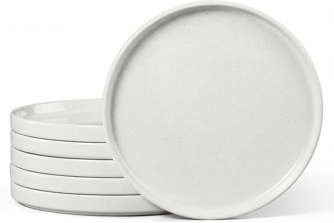 E-far White Dinner Plates Set of 6, 10.5 Inch Stoneware Dinner Plate | by E-far