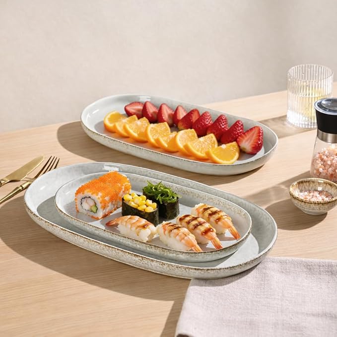 AmorArc Ceramic Serving Platters, Reactive handcrafted Oval Plates - Image 3