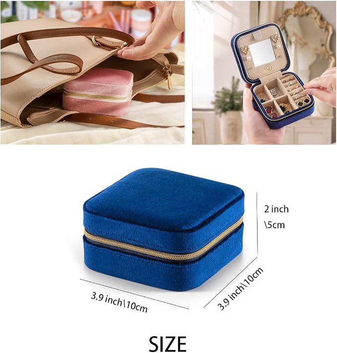 ZPROW Plush Velvet Travel Jewelry Case, Travel Jewelry Organizer, Jewelry - Image 5