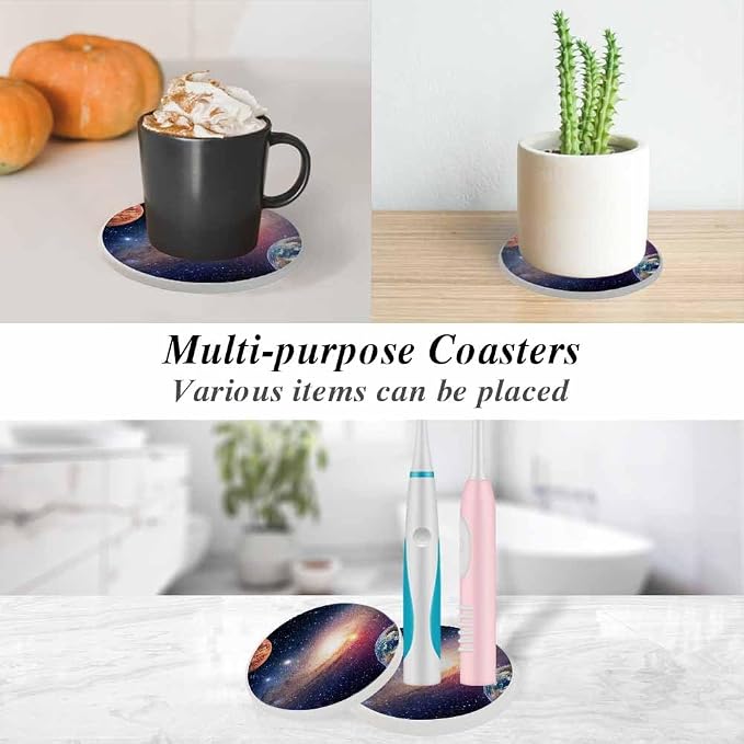 Space Planet Coasters for Drinks Absorbent Ceramic Drink Coaster for Coffee - Image 6