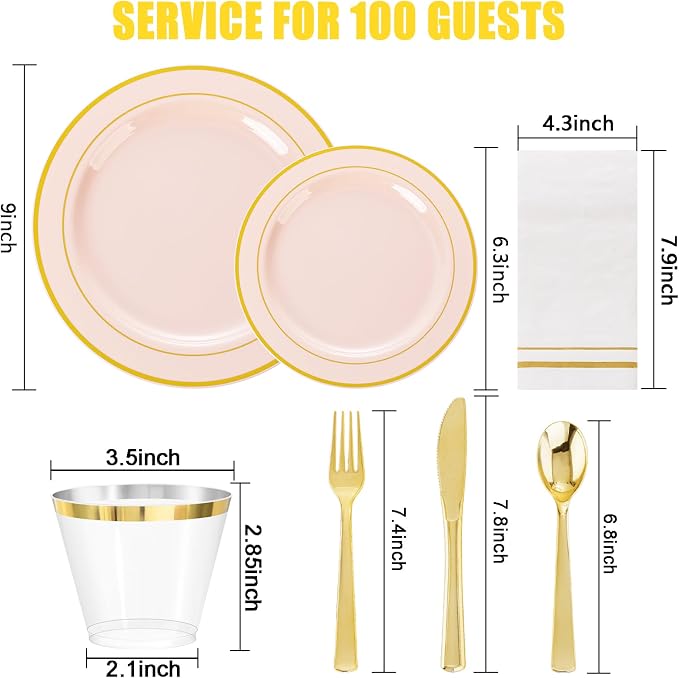 GATHER 700PCS Pink Plastic Plates 100 Guest - Image 2
