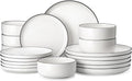 MALACASA 18 Pcs Porcelain Plates and Bowls Sets, Dinnerware Set by MALACASA