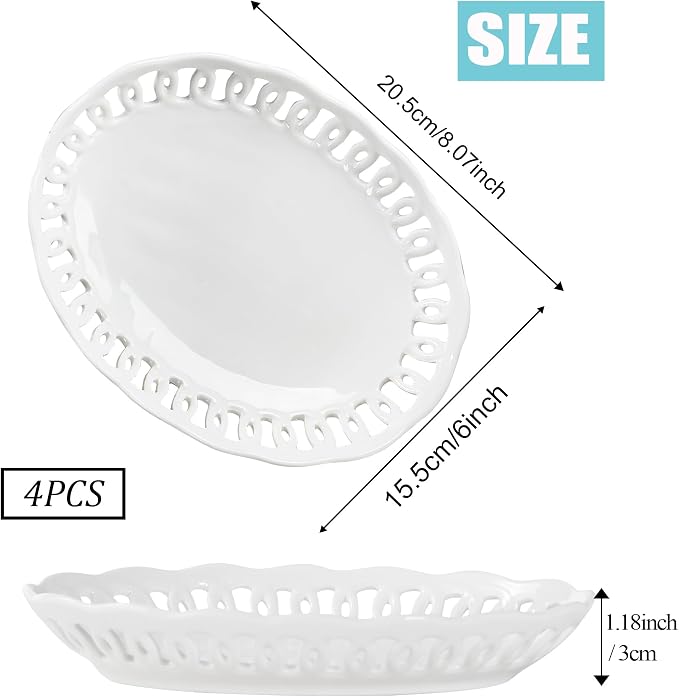 4 Pack Small Lace Serving Plates, Cute Side Dishes Set of 4 to Home Kitchen - Image 2