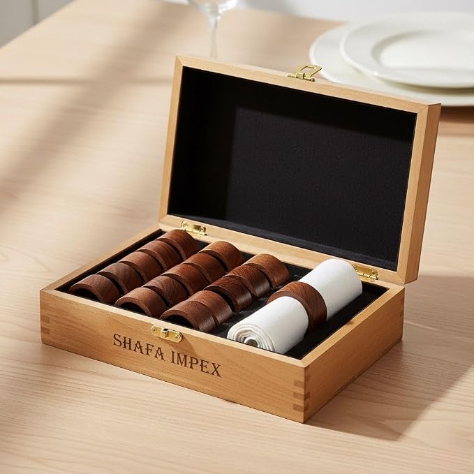 Wood Napkin Rings Set of 12 Napkin Holders Buckles - Image 3
